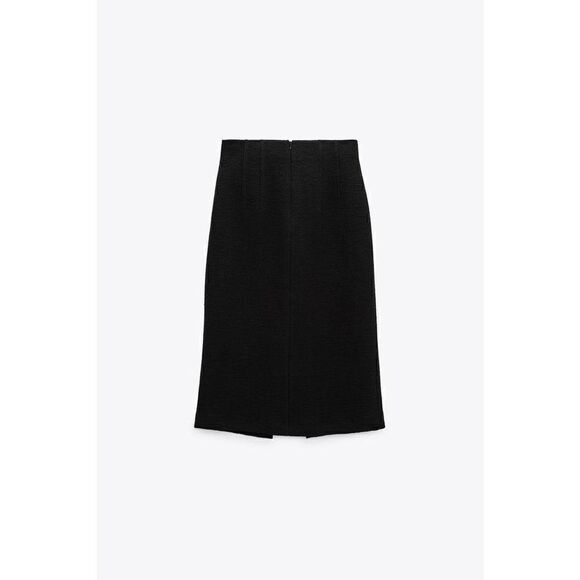 ZARA TEXTURED PENCIL SKIRT GOLD BUTTONS ZARA - Picture 6 of 11